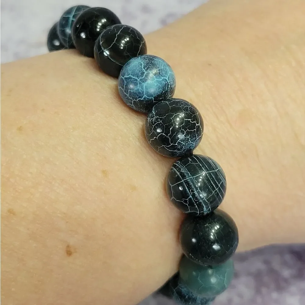 Blue Agate Beaded Bracelet‎